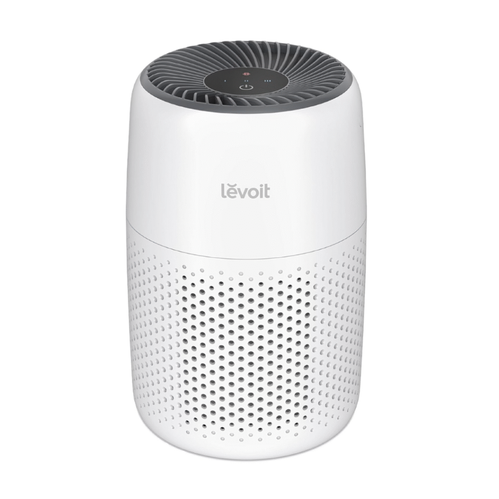 Compact white LEVOIT air purifier with fragrance sponge and 3-in-1 filter for home use