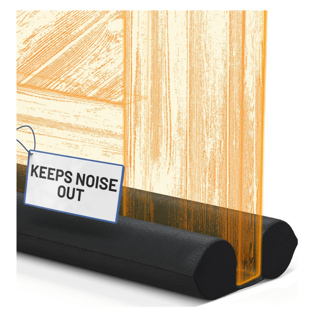 Gray under-door draft stopper for blocking cold air, noise and dust